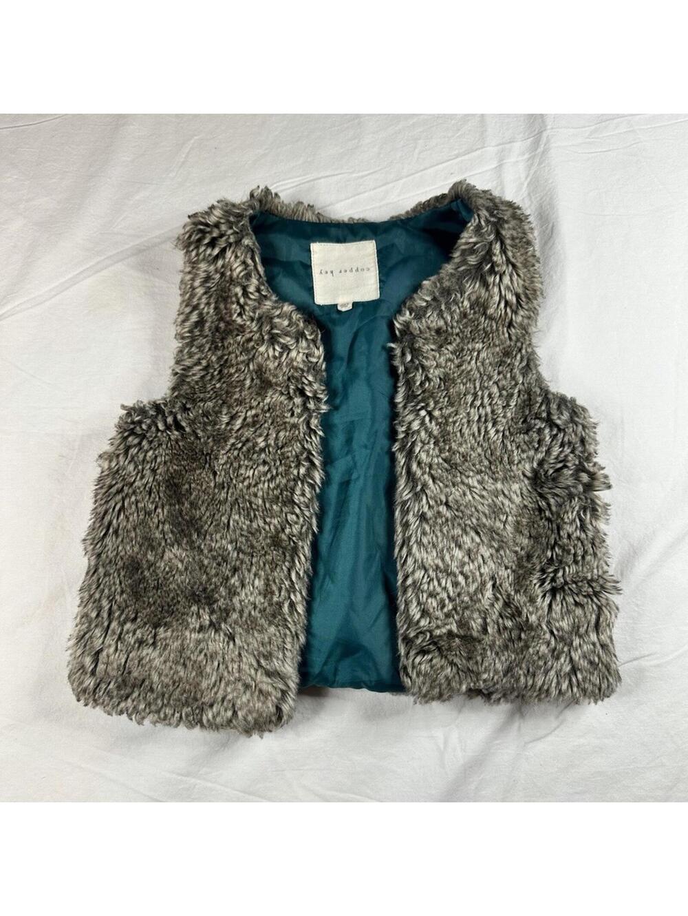 🧸✨ Copper Key Faux Fur Gray Animal Print Vest 2/3 Unisex Baby Toddler 🧸✨
